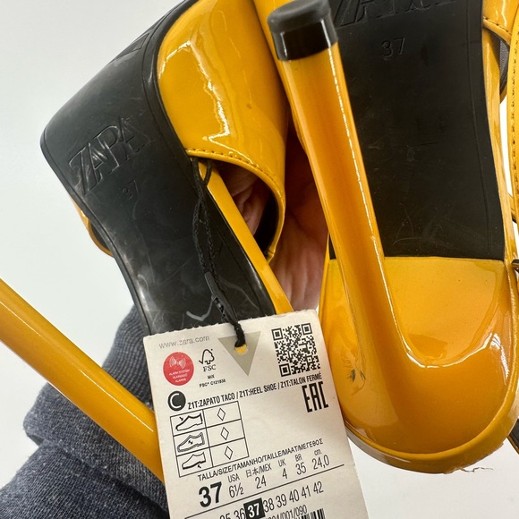 New Zara yellow lace up heel size 6.5 - Picture 4 of 4